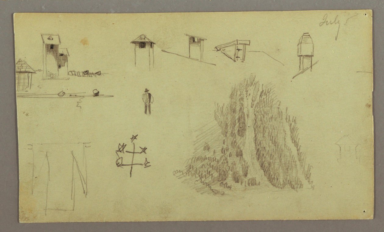 Chimneys, Waterfalls, Figure, etc., July possibly 1868 by Frederic Edwin Church