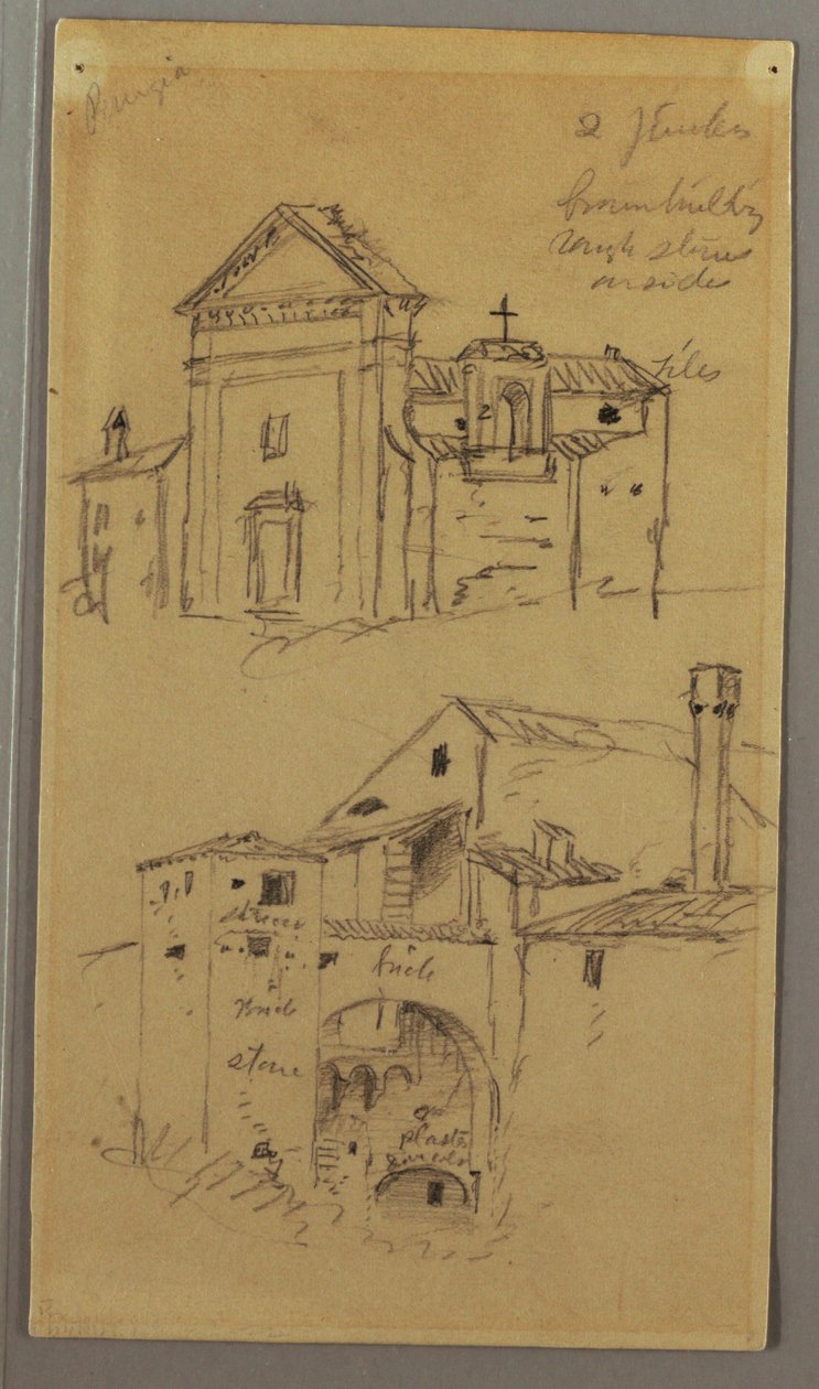 Drawing, Church, Building, Covered Bridge, possibly 1868–69 by Frederic Edwin Church