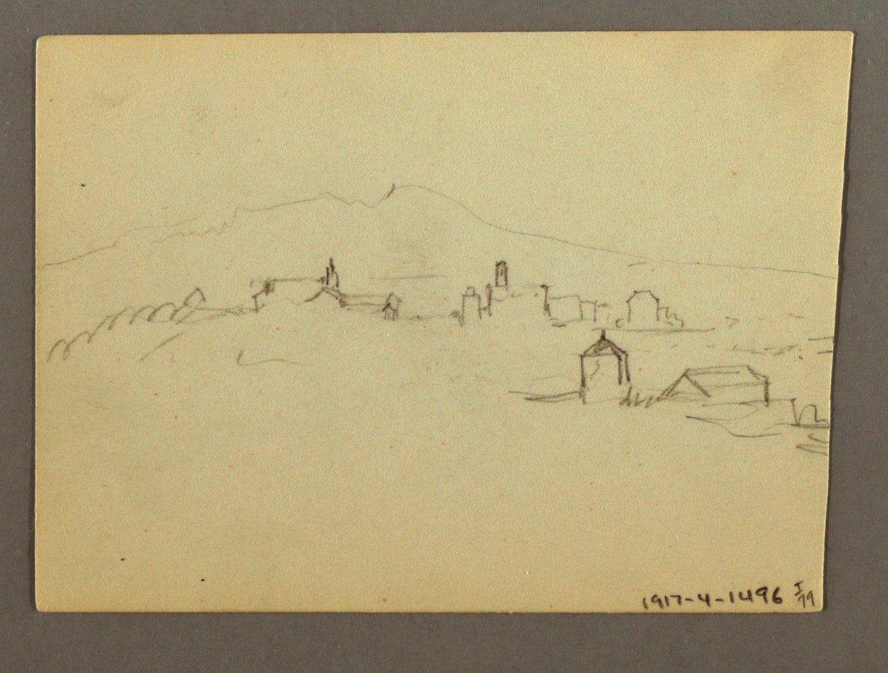 Church Tower Adjoining Buildings, Possibly 1868-69 by Frederic Edwin Church