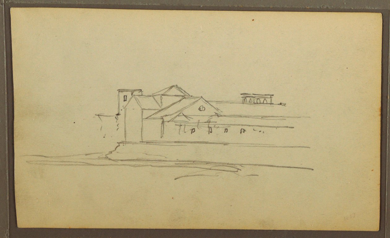 Church, Towers; Verso: Figures in Canoe, Botanical Sketches, 1857 by Frederic Edwin Church