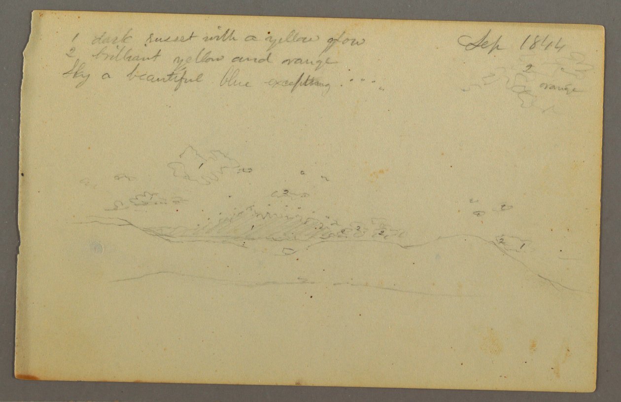 Drawing, Cloud Study, Hillside, 1844 by Frederic Edwin Church