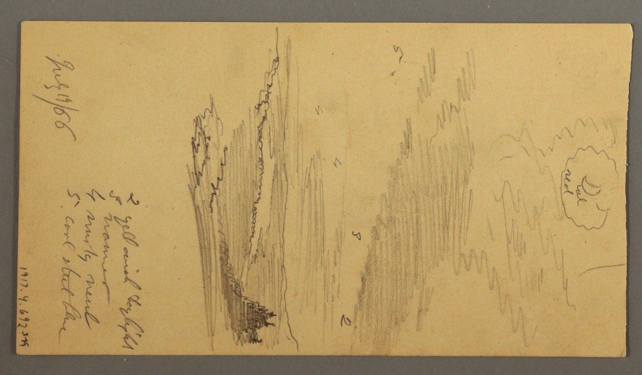Drawing, Cloudy Sky Over Mountains, July 19, 1866 by Frederic Edwin Church