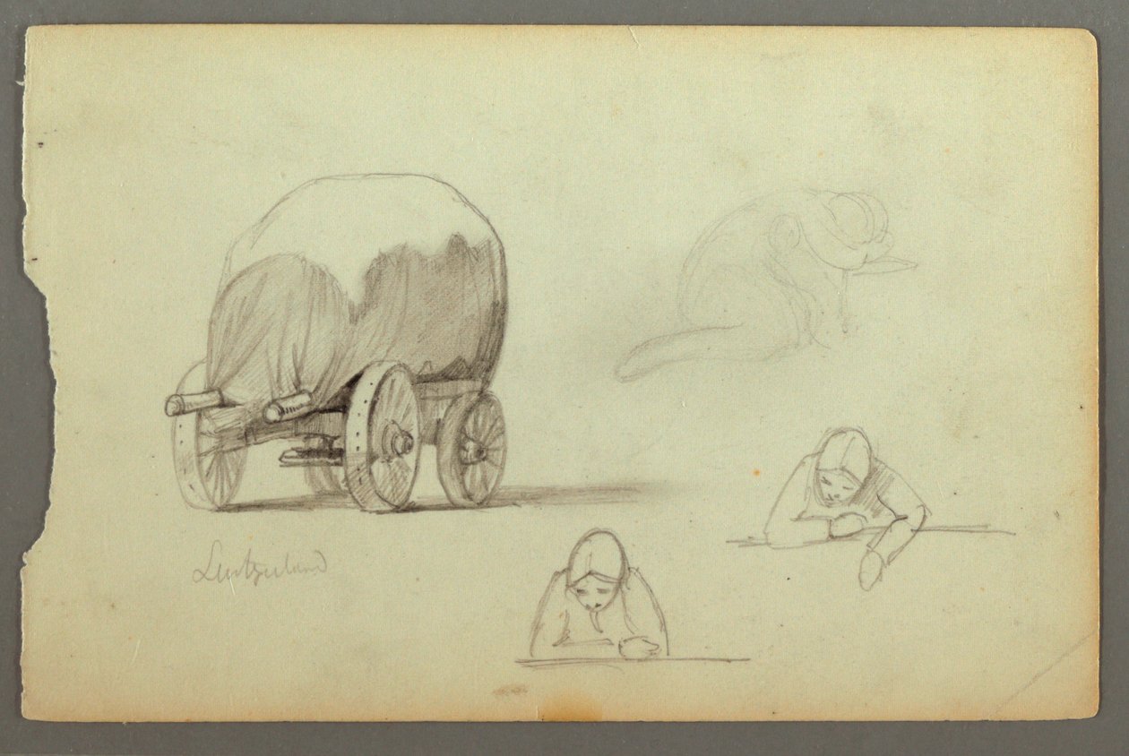 Covered Wagon, Three Studies of a Woman, possibly 1868 by Frederic Edwin Church