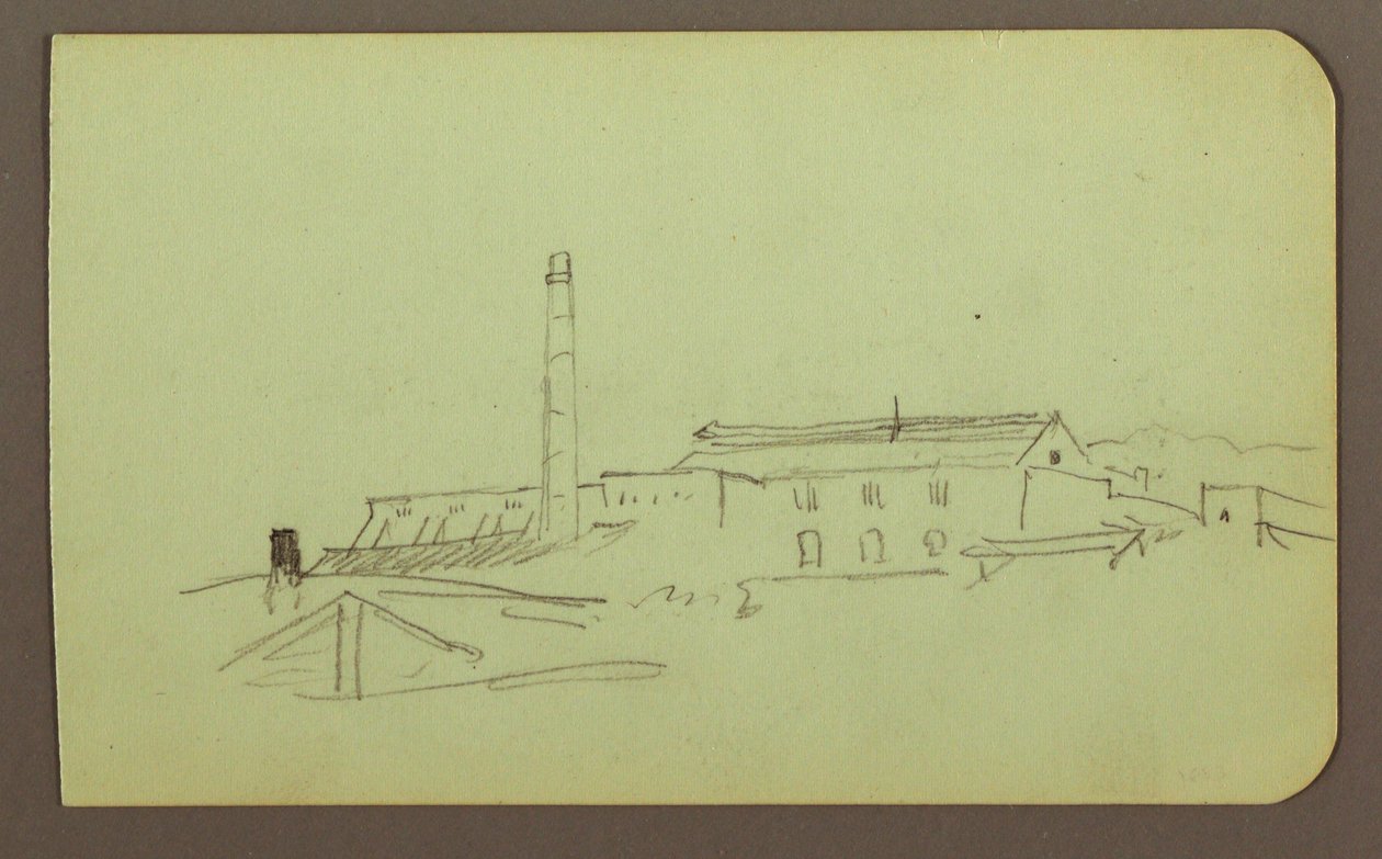 Factory; Verso: Figures, 1883 by Frederic Edwin Church