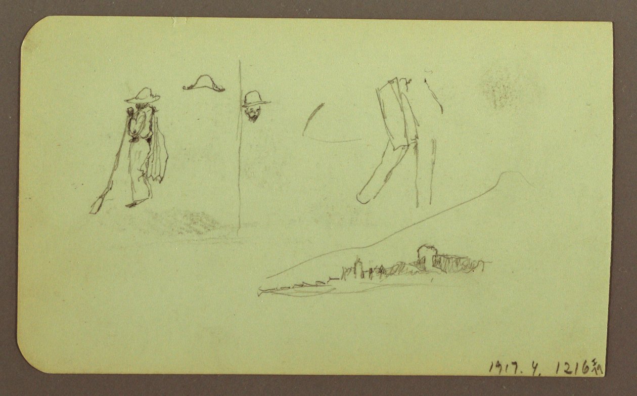 Factory; Verso: Figures, 1883 by Frederic Edwin Church