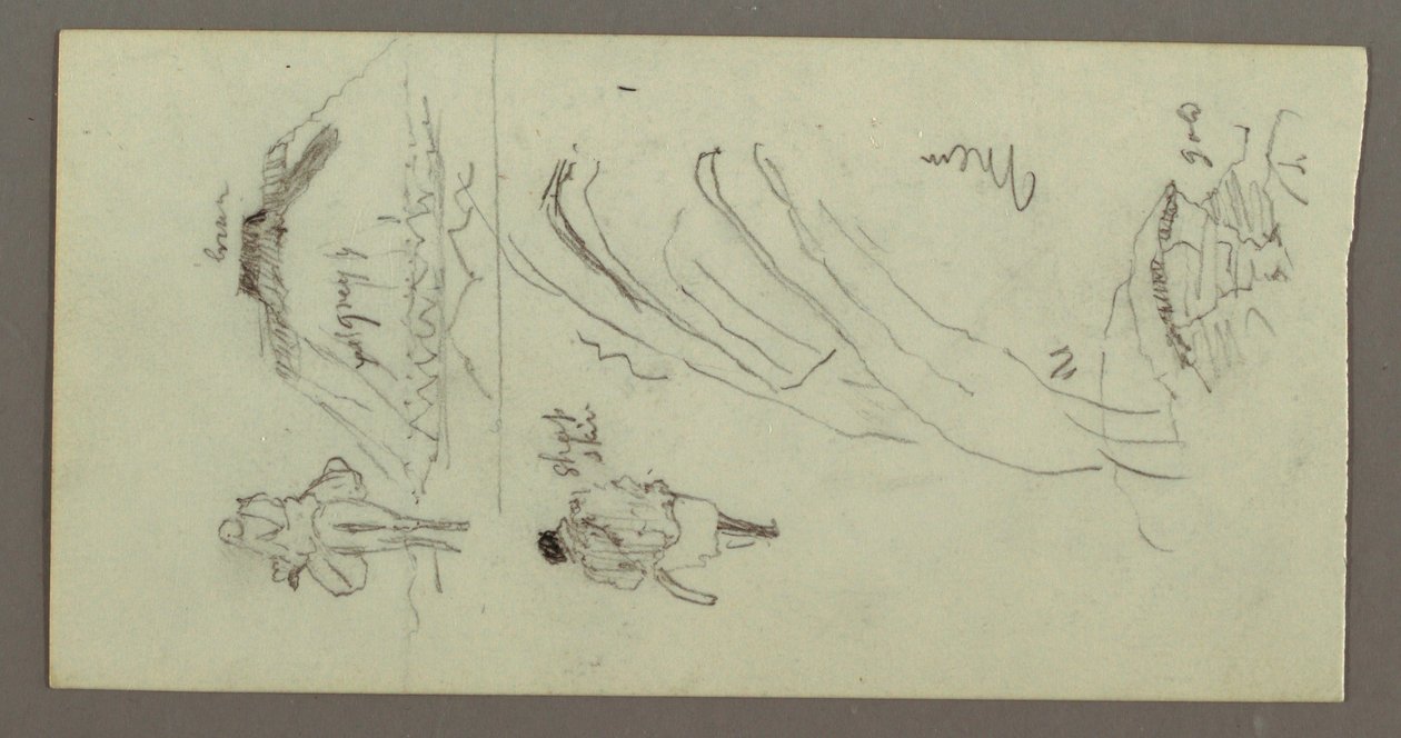 Figure Riding Camel, Figure Walking, Hillside, and Hilltop, possibly 1868 by Frederic Edwin Church