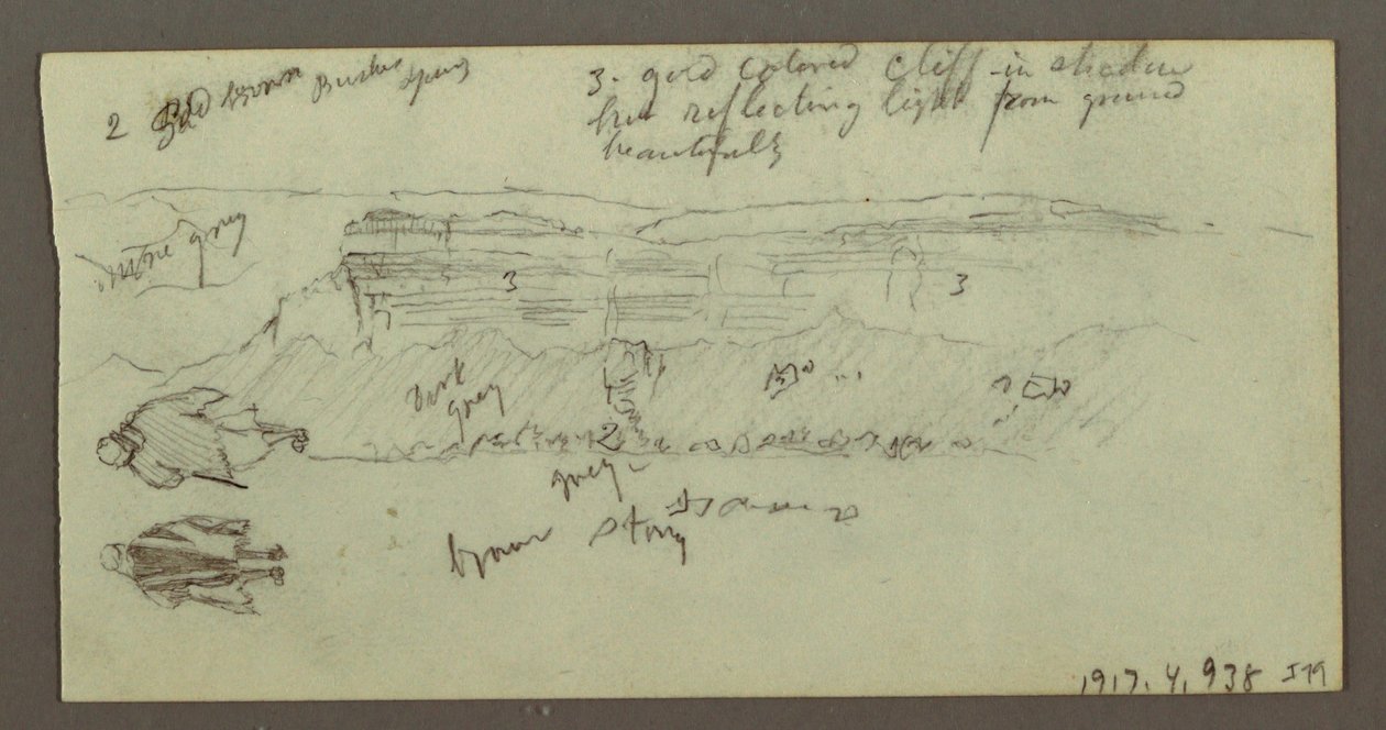 Figure Riding Camel, Figure Walking, Hillside, and Hilltop, possibly 1868 by Frederic Edwin Church