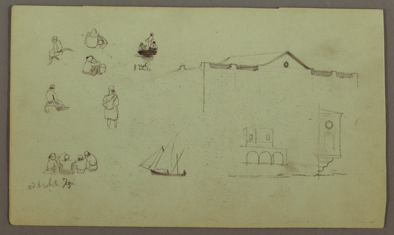 Figure Studies, Sailboat, Architectural Studies, Possibly 1868 by Frederic Edwin Church