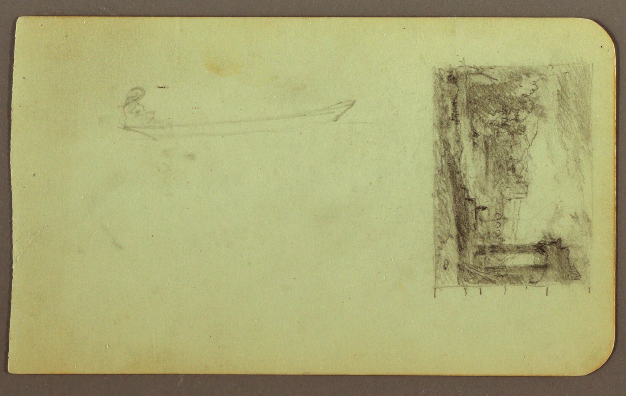 Figure in Skiff, Sketch of a Painting; Verso: Inscriptions, December 1883 by Frederic Edwin Church