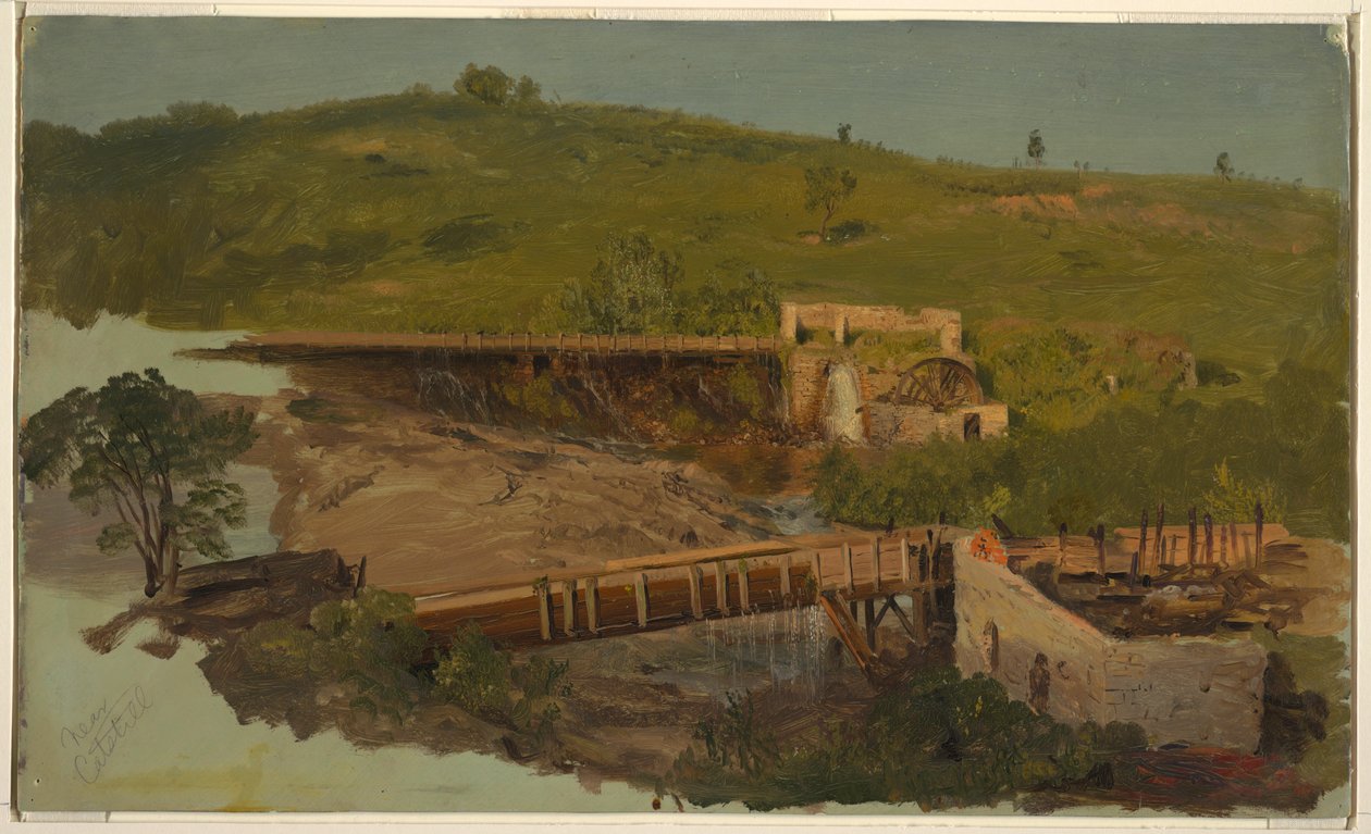 Hill with Viaducts and Ruined Mills, Near Catskill, New York, ca. 1865 by Frederic Edwin Church