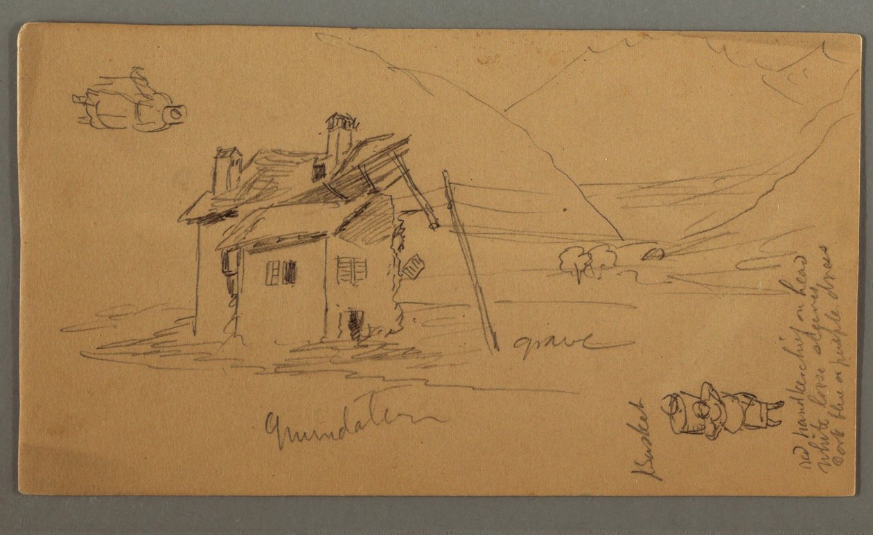 Half-Ruined House in Valley, Two Figures, 1868 by Frederic Edwin Church