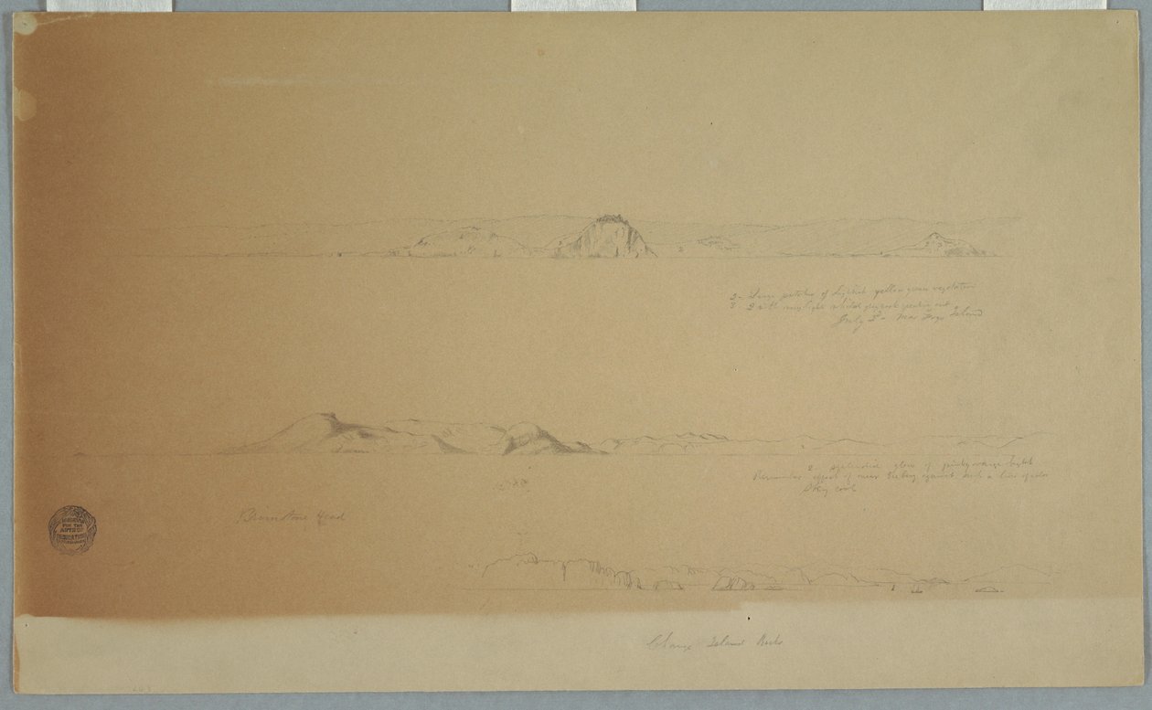Landscape Near Fogo Island, Brimstone, Head, Change Island Rocks, July 2, 1869 by Frederic Edwin Church