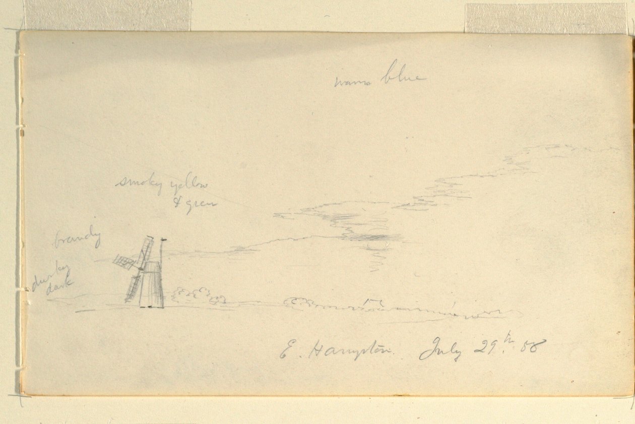 Landscape with Windmill, July 29, 1858 by Frederic Edwin Church