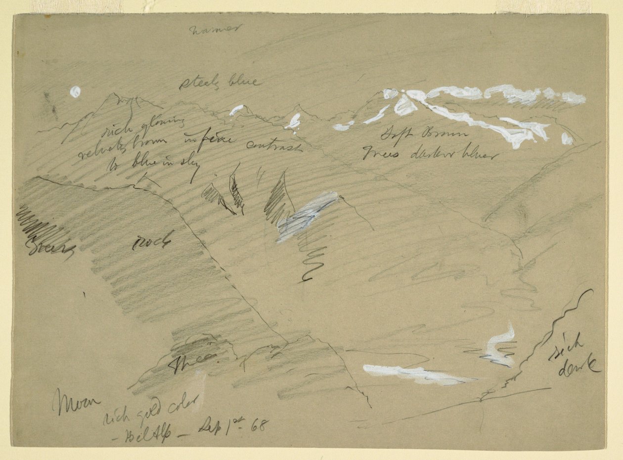 Landscapes in the Bernese Alps, near Bel Alp, Switzerland, September 1868 by Frederic Edwin Church