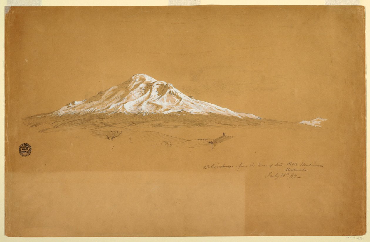 Mount Chimborazo from the House of Senior Pablo Bustamante, Riobamba, Ecuador, July 14, 1857 by Frederic Edwin Church