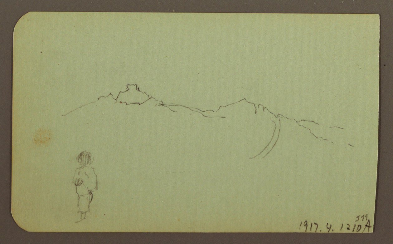 Mountain Landscape; Verso: Mountain Range, Figure, 1883 by Frederic Edwin Church