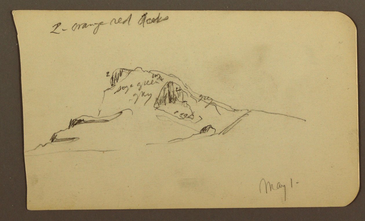 Mountain Peak; Verso: Rugged Range, May 1, 1885 by Frederic Edwin Church