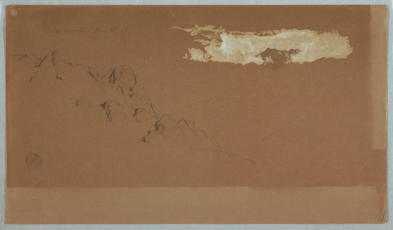 Mountains Near Mocho, Ecuador, Probably Showing Mt. Chimborazo Framed By Clouds, June 16, 1857 by Frederic Edwin Church