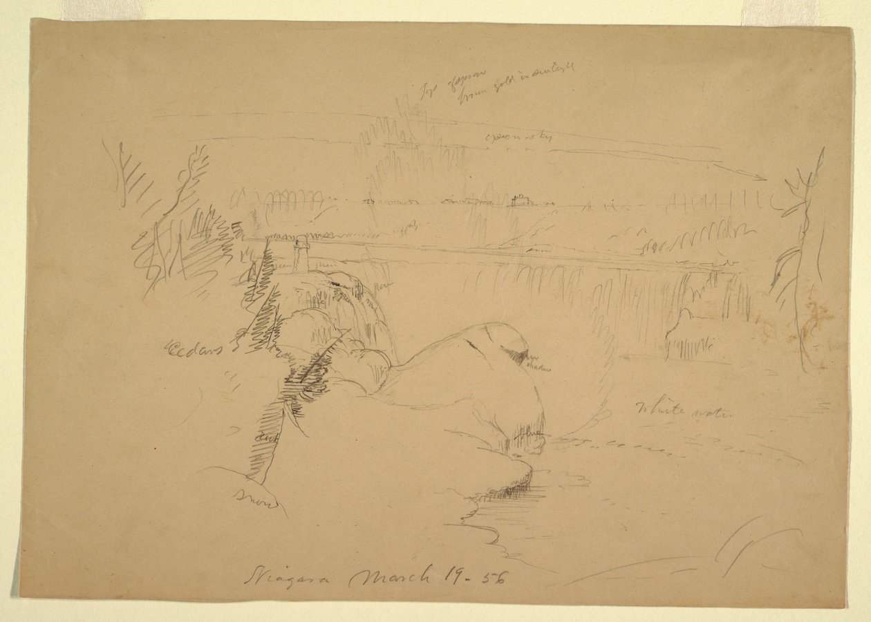 Niagara Falls, View from Goat Island, March 19, 1856 by Frederic Edwin Church