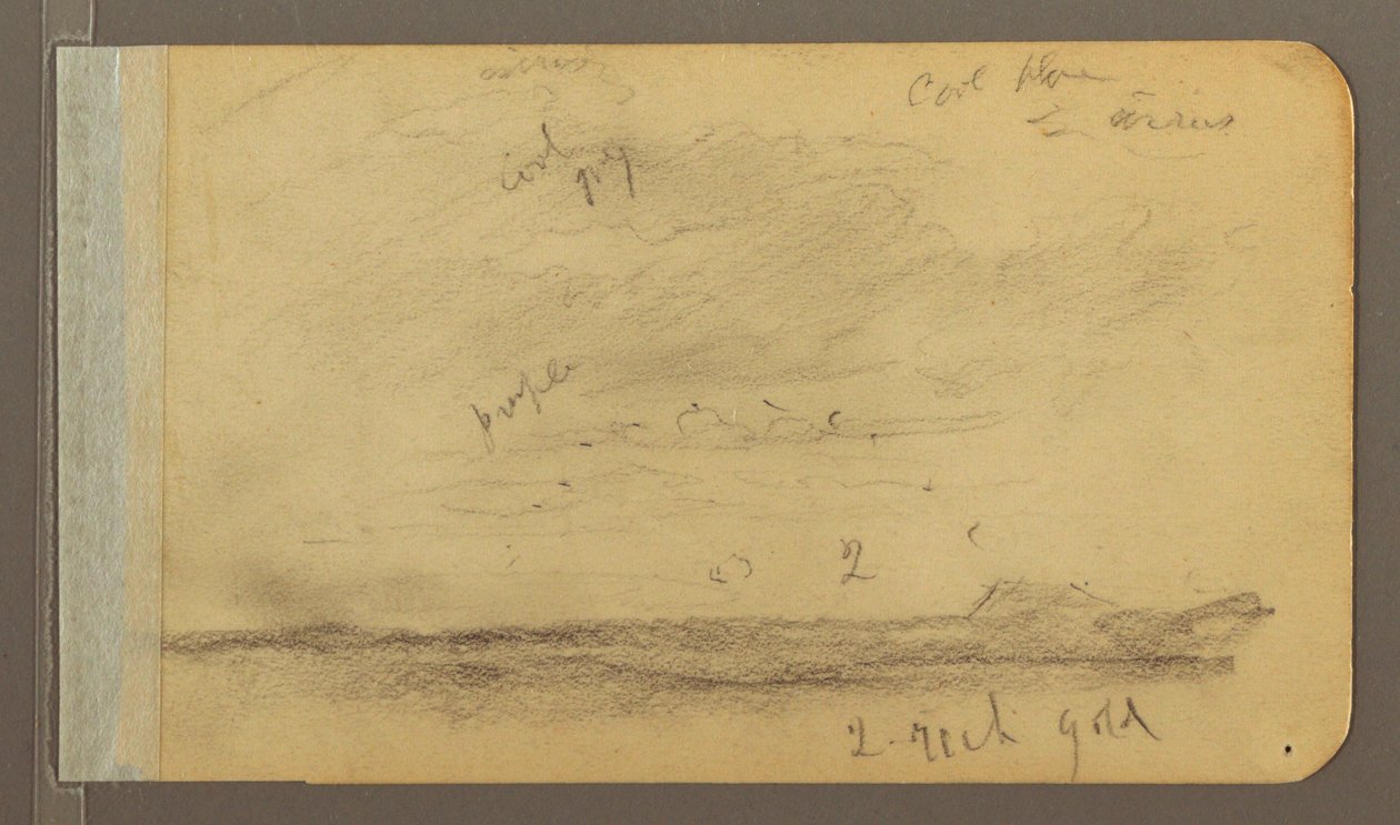 Orizaba; Verso: Cloudy sky, rooftop, 1889 by Frederic Edwin Church