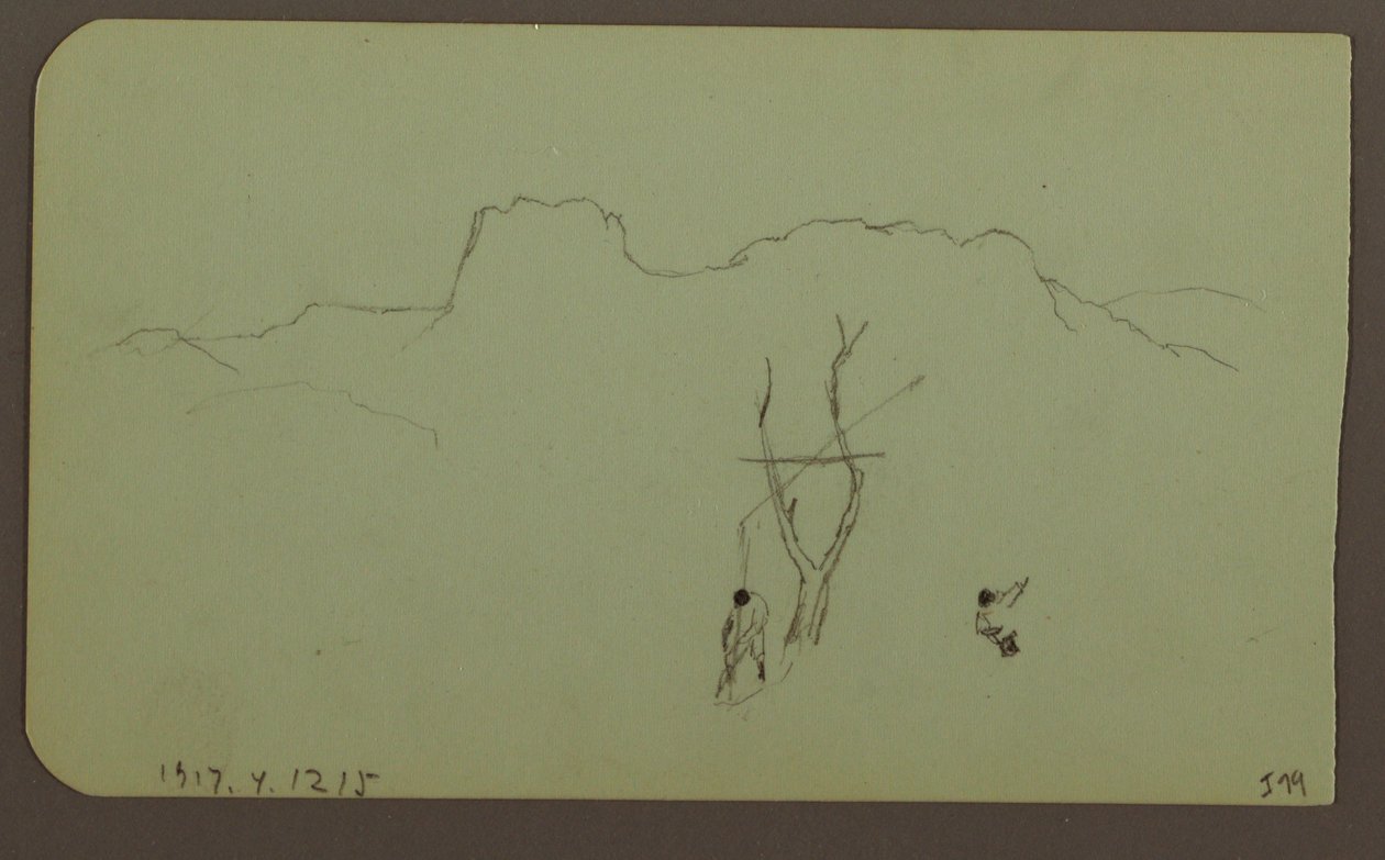 Rock Wall, Pilaster; Verso: Mountain Landscape, Figures, 1883 by Frederic Edwin Church