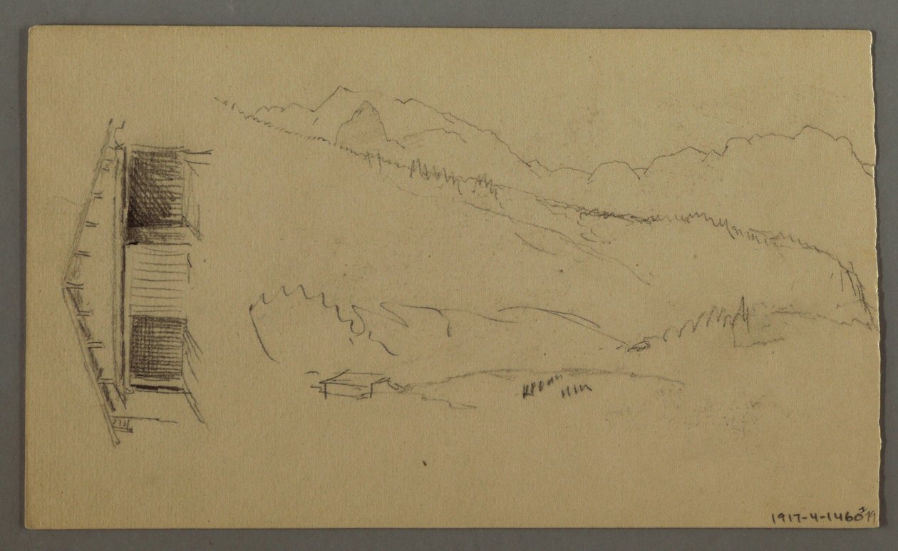 Rooftops, Gate, Mountain Peaks, August 1868 by Frederic Edwin Church