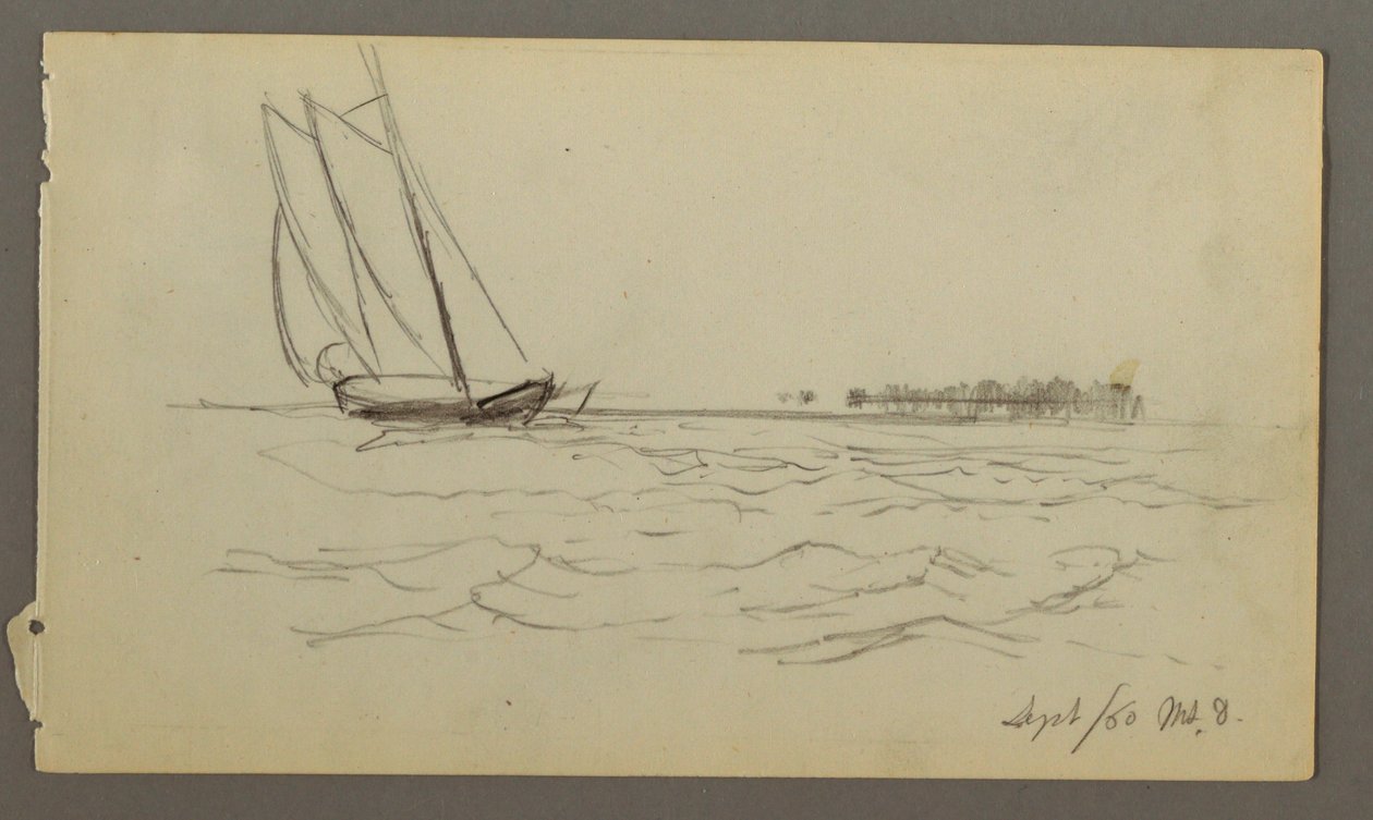 Sailboat Riding Waves, 1860 by Frederic Edwin Church