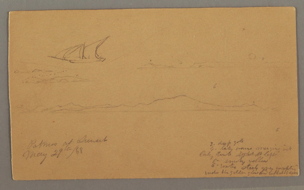Sailship, Mountainous Coast, Islands, May 29, 1868 by Frederic Edwin Church