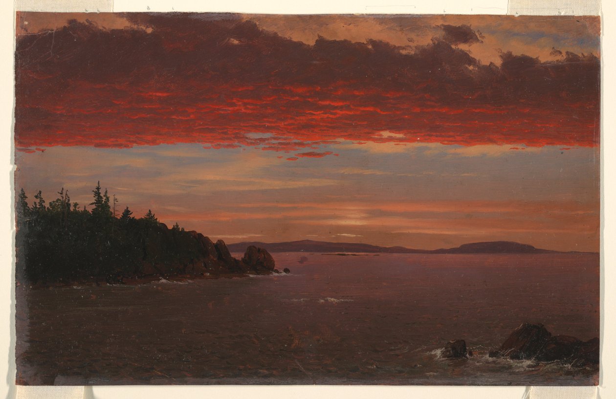 Schoodic Peninsula from Mount Desert at Sunrise, 1850-55 by Frederic Edwin Church