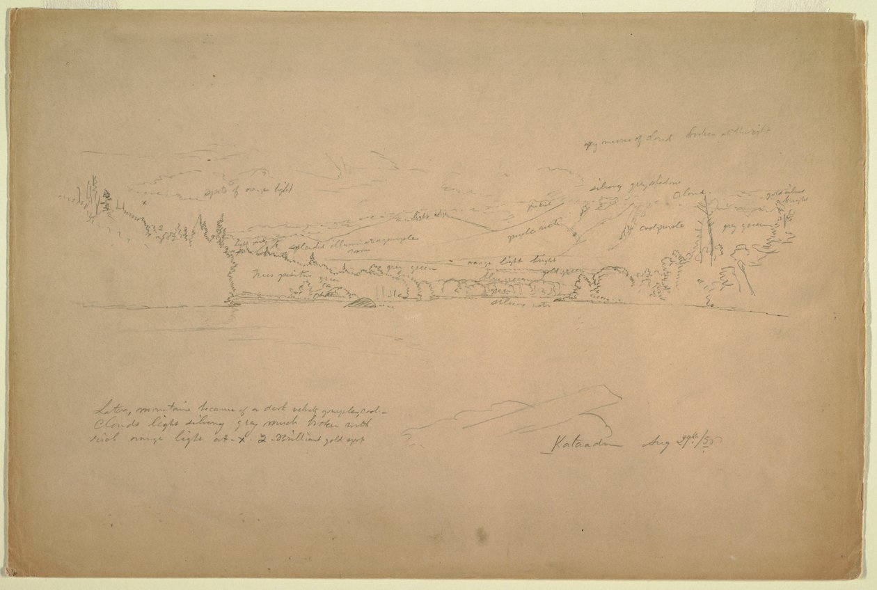 Shore of Lake and Foothills of Mount Katahdin, August 29, 1856 by Frederic Edwin Church