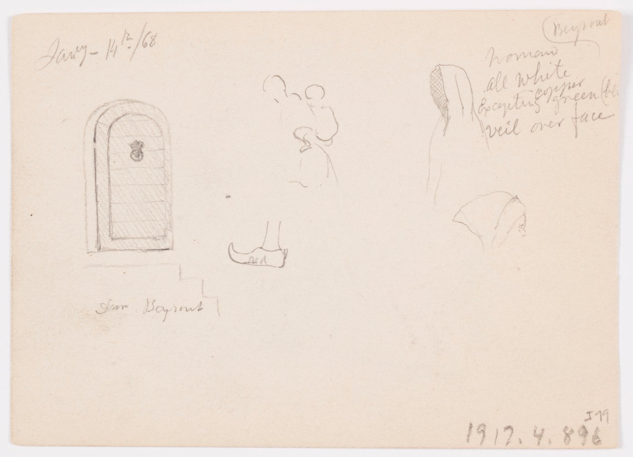 Sketches of a Domed Structure, Ship, and Stately House, January 1868 by Frederic Edwin Church