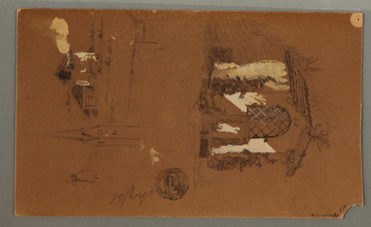 Studies of Chalet, Man with a Pipe, Ducks, 1868 by Frederic Edwin Church