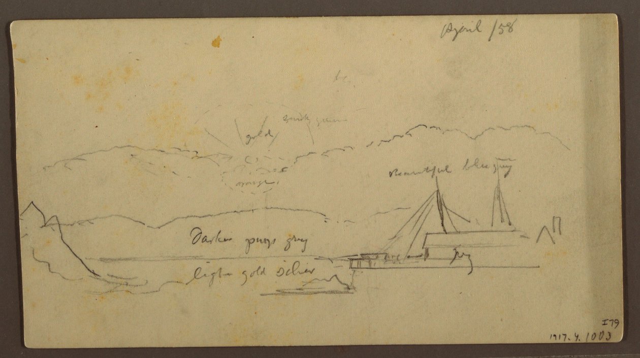 Sunset Over Bank with Ship, 1858 by Frederic Edwin Church