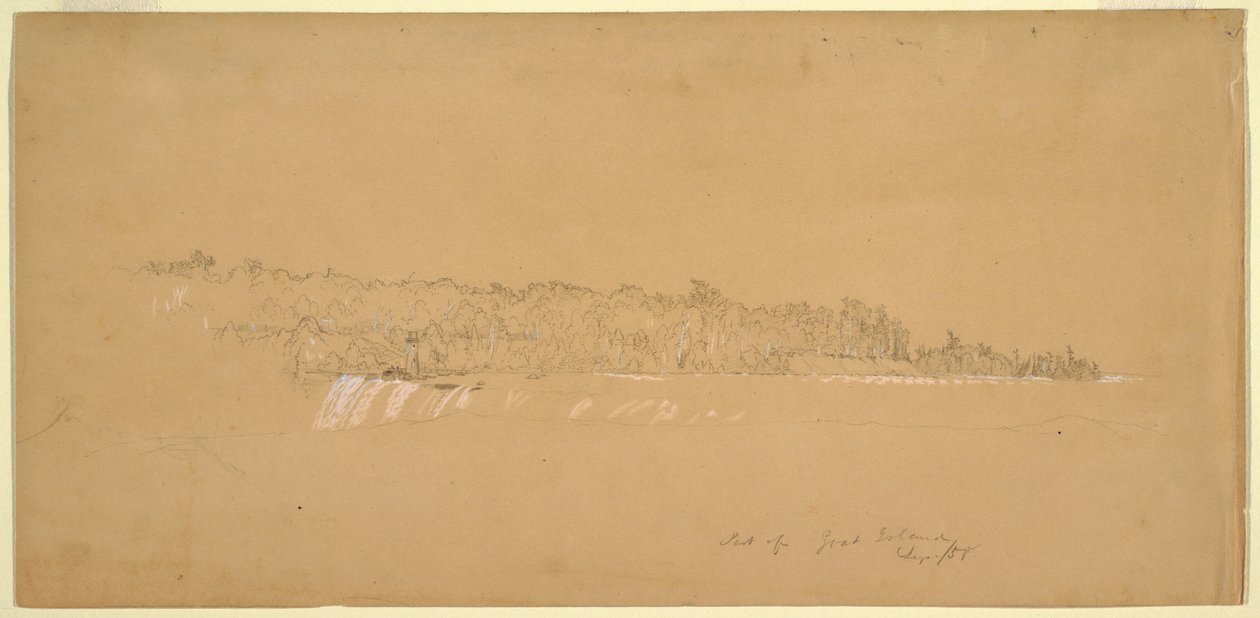 Terrapin Rocks & the Eastern Part of Goat Island from the Canadian Bank, August 1858 by Frederic Edwin Church