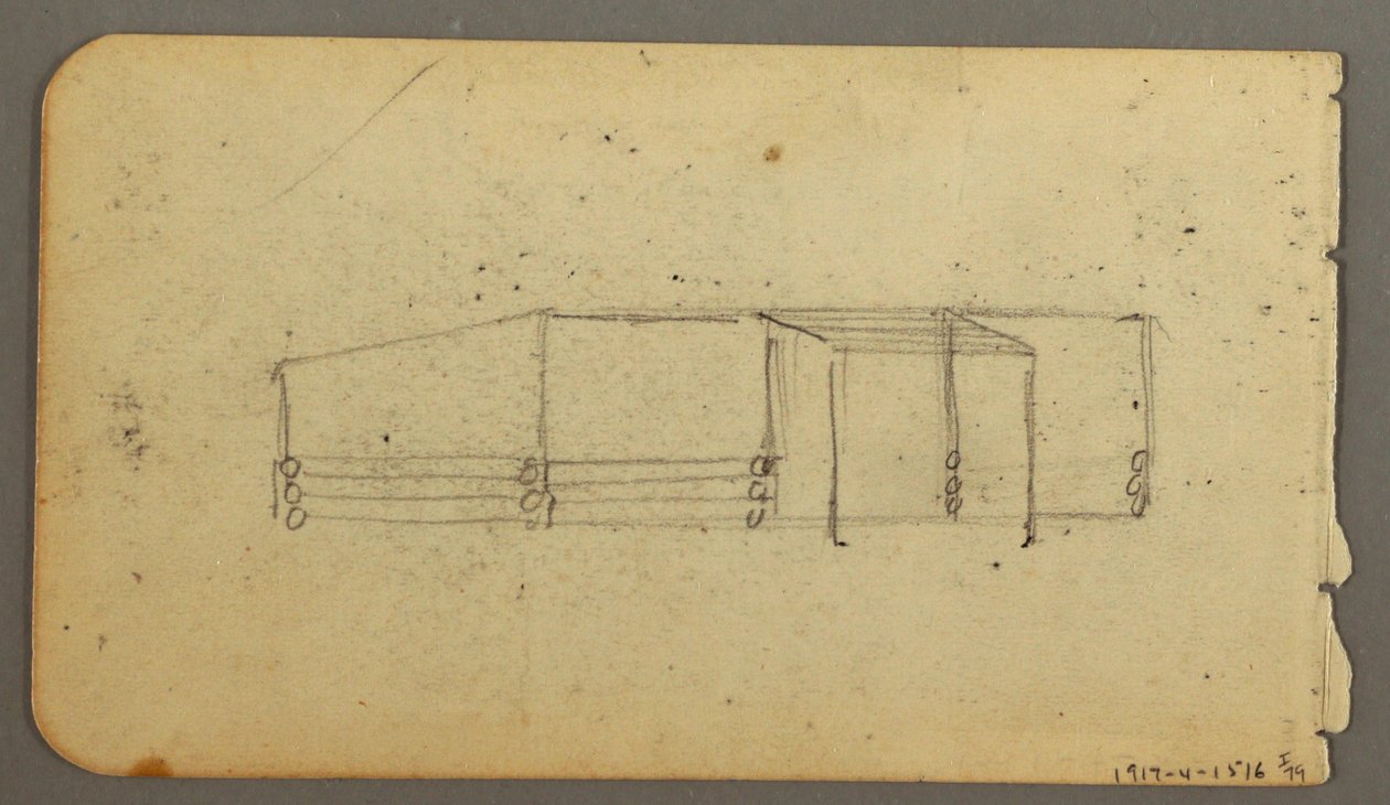 Verso: diagram of cabin, possibly 1878 by Frederic Edwin Church