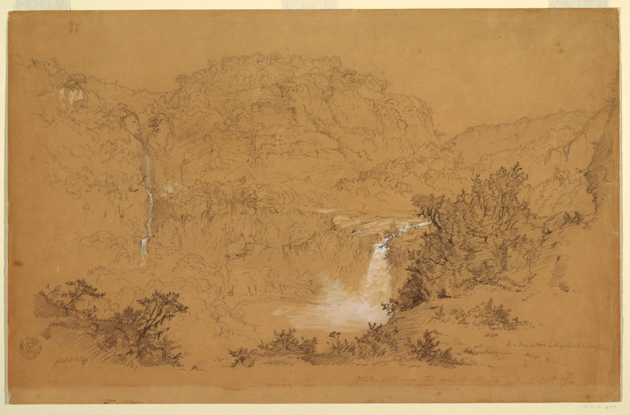 Waterfalls Near The Hacienda, Chillo, Ecuador, June 26, 1857 by Frederic Edwin Church