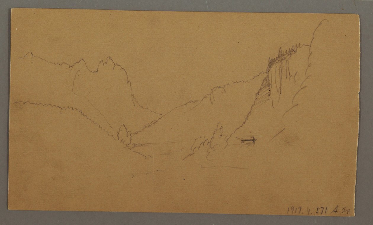 Winding Road Through Valley, House, possibly 1868 by Frederic Edwin Church