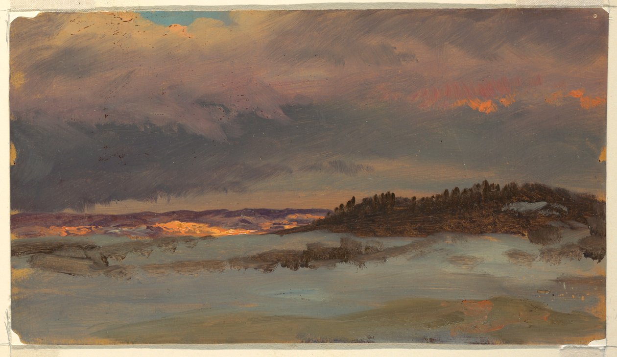 Winter Landscape with Blue Hill at Sunset, Hudson, New York, 1870-75 by Frederic Edwin Church