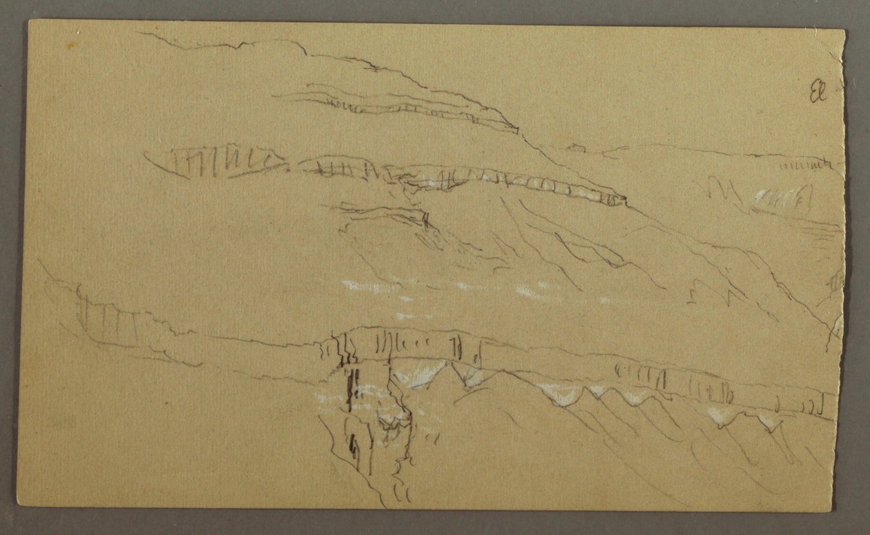 El Yemen Valley, Arabia: Rock Wall with the Upper Part Resembling a Row of Columns by Frederic Edwin Church