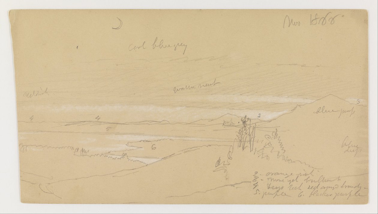 River through Mountain Valley with Sky and Crescent Moon by Frederic Edwin Church