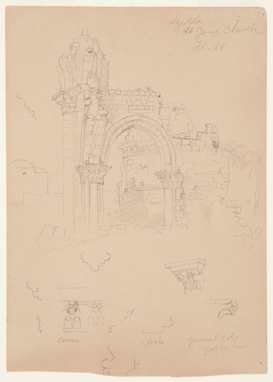 Ruins of St. George Church, Lydda [present day Lod] by Frederic Edwin Church