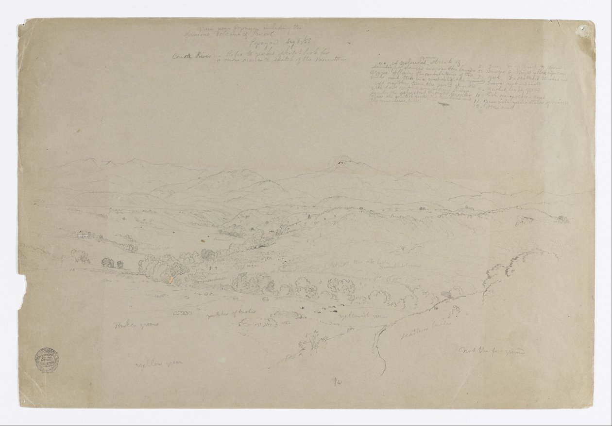 Study. Landscape with Mount Puresé. Sketch. Landscape by Frederic Edwin Church