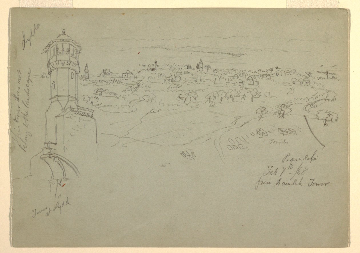 Tower at Lydda, and Ramleh Seen from Ramleh Tower, Palestine by Frederic Edwin Church