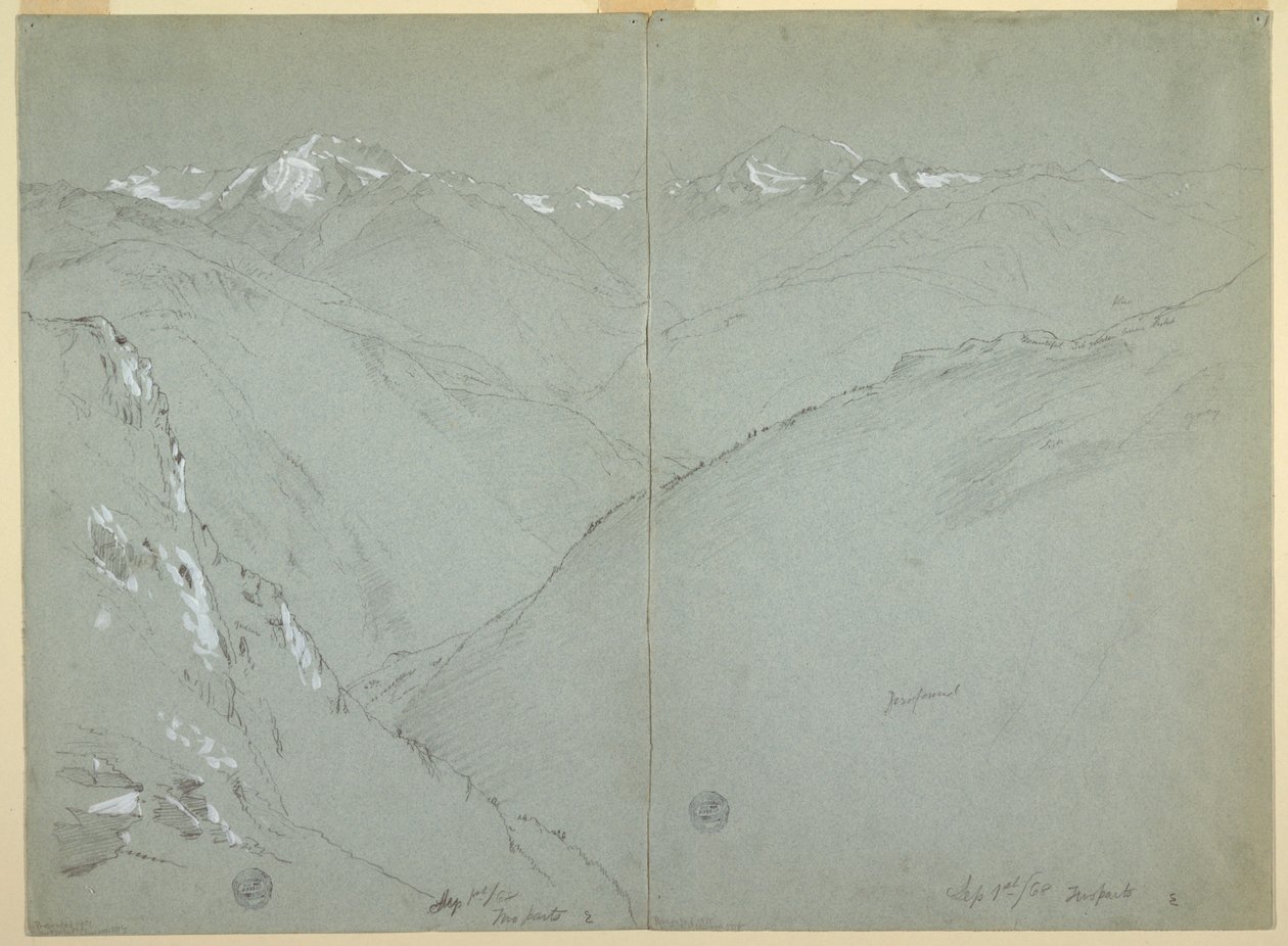 Valley Landscape with Snow Capped Peaks, Bernese Alps, Switzerland, Part 1 by Frederic Edwin Church