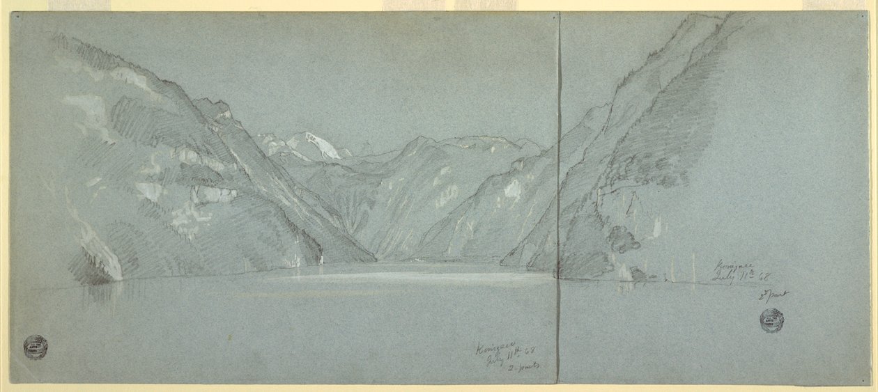 View of Lake Konigssee with the Falkenstein, near Berchtesgaden, Bavaria, Germany, Part 2 by Frederic Edwin Church