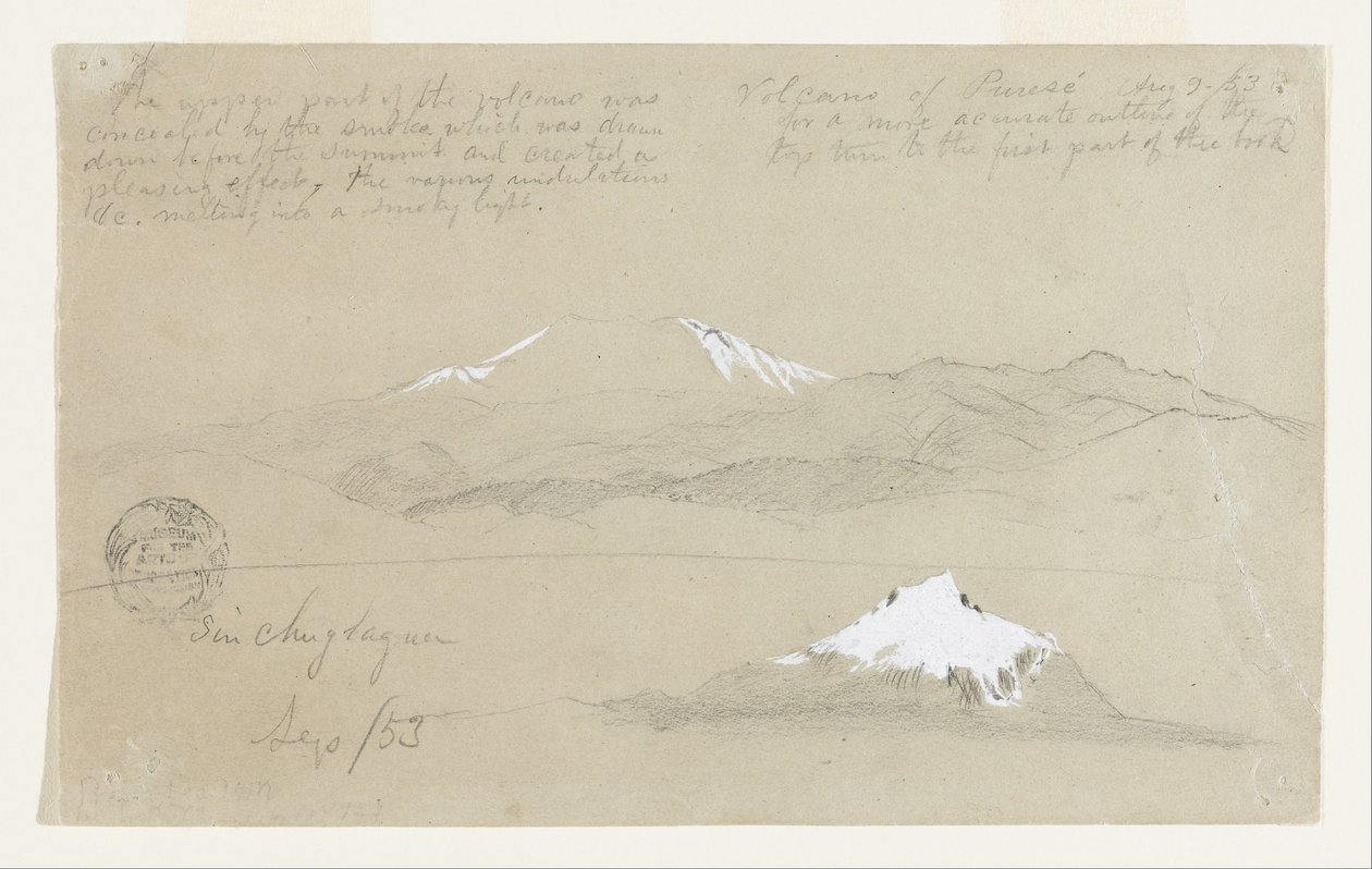 Views of Puracé Volcano, Colombia and Mt. Sincholagua, Ecuador by Frederic Edwin Church