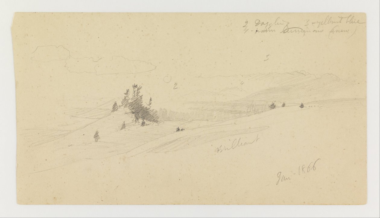 Wooded Hilltop, Hilly Valley, Sun by Frederic Edwin Church