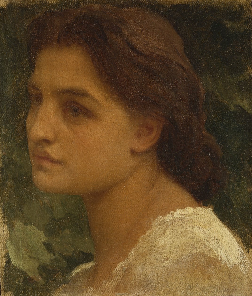 Portrait of a Young Lady, Small Bust Length, Wearing a White Dress by Frederic Leighton