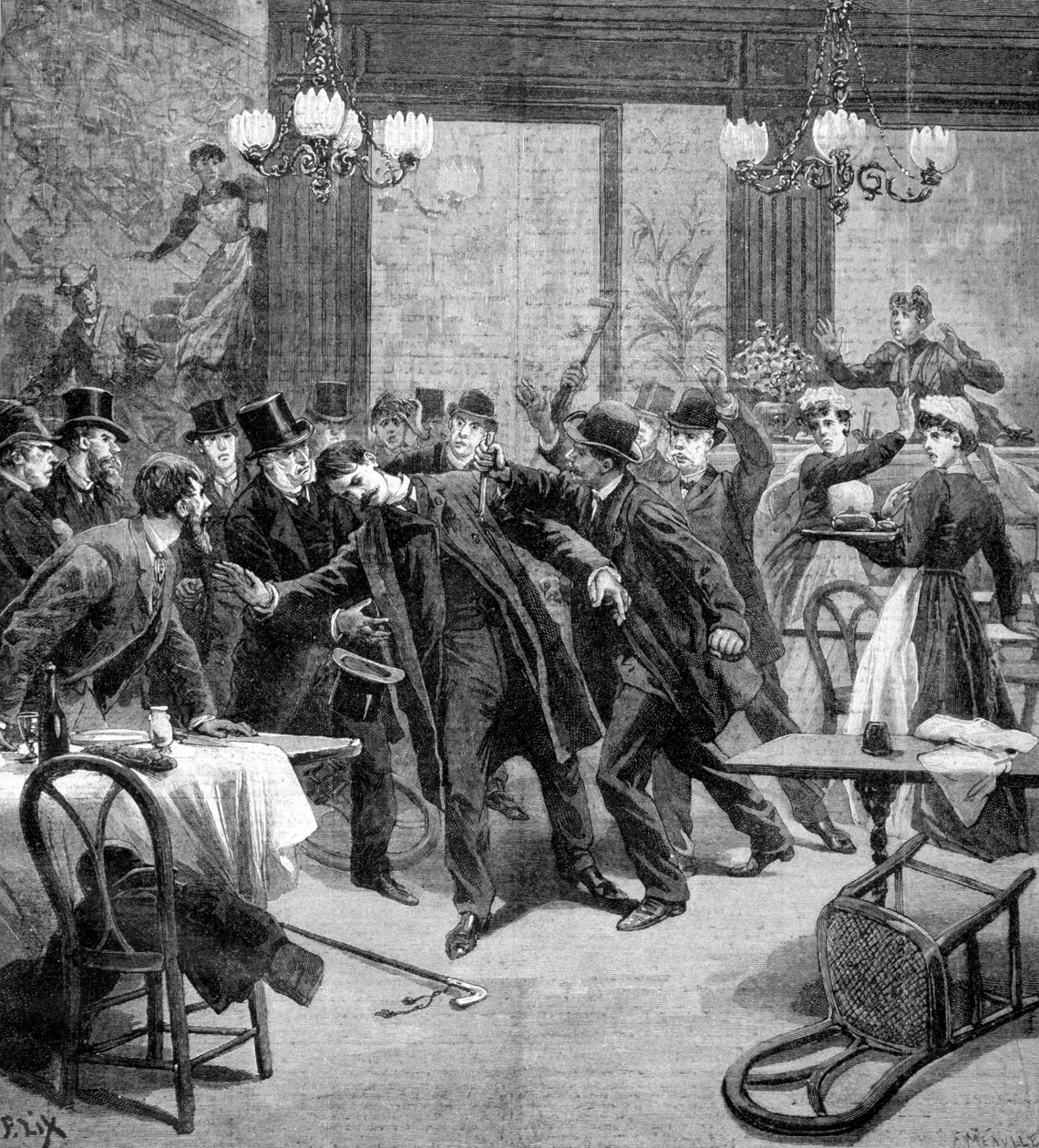 Attack Against M Georgewitch, Minister of Serbia in Paris 1893 by Frederic Lix