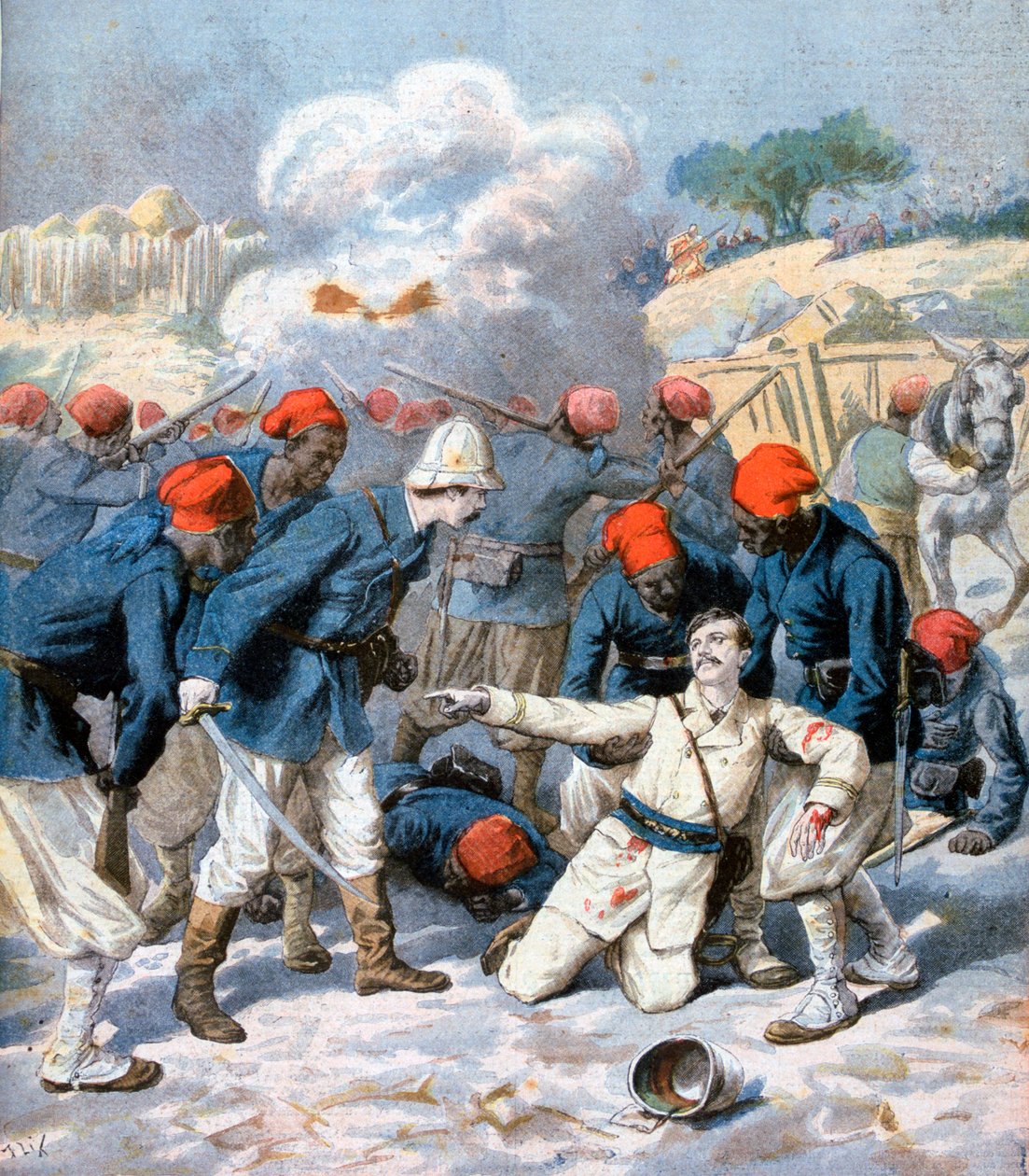Death of Lieutenant Lecerf, Battle of Napa, Nigeria, 1894 by Frederic Lix
